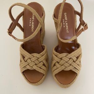 YSL ESPADRILLES WEDGE  in Rafia size 7